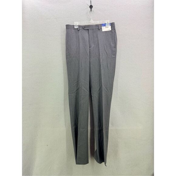 NWT Egara Mens Gray Knit Extreme Flat Front‎ Wool Trousers Dress Pants Size 32 - Picture 1 of 10
